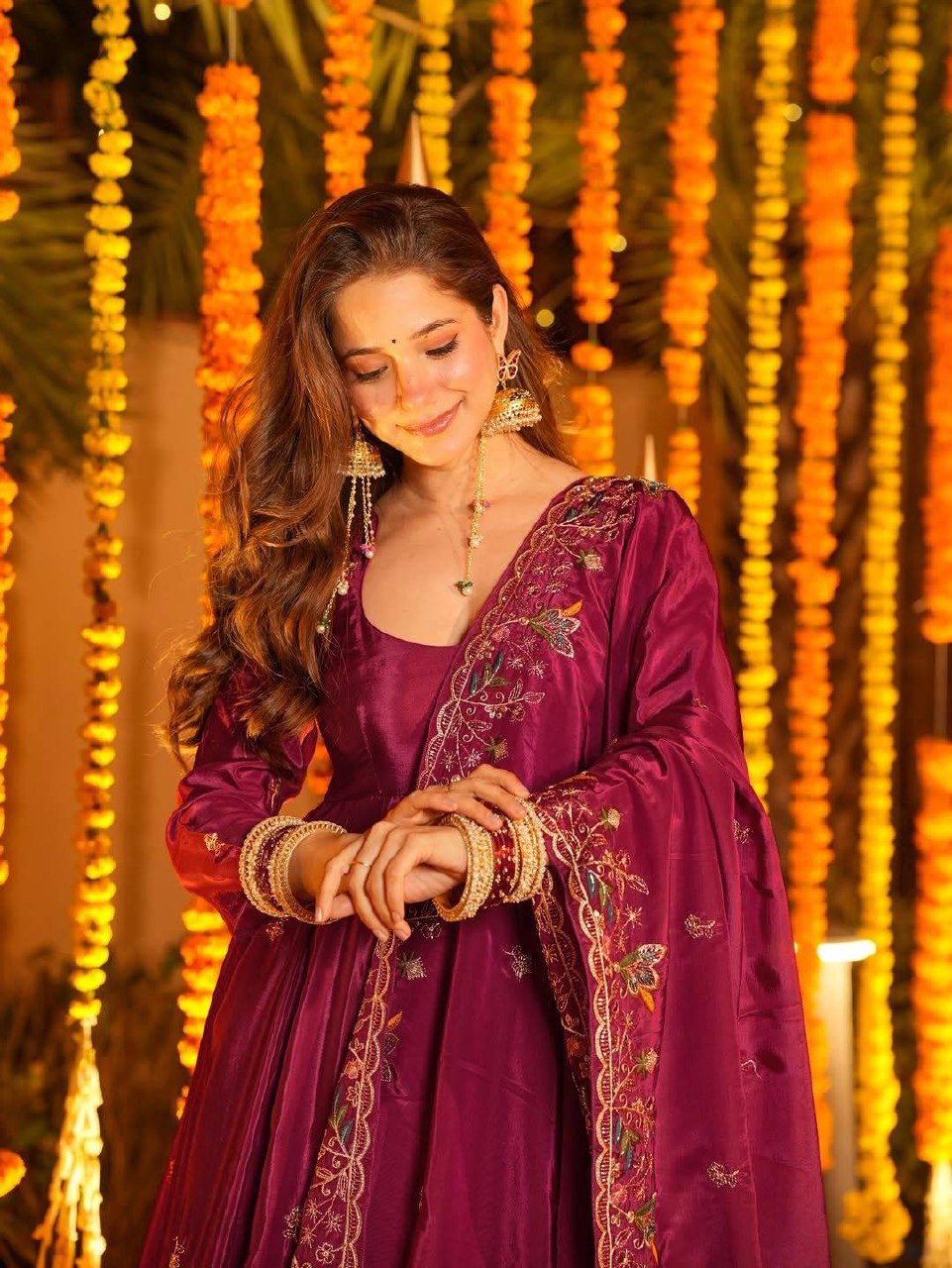 The Radiant Mustard Botanical-Hem Anarkali